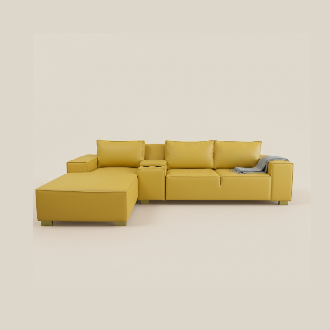 Full Genuine Leather Couch (Yellow)