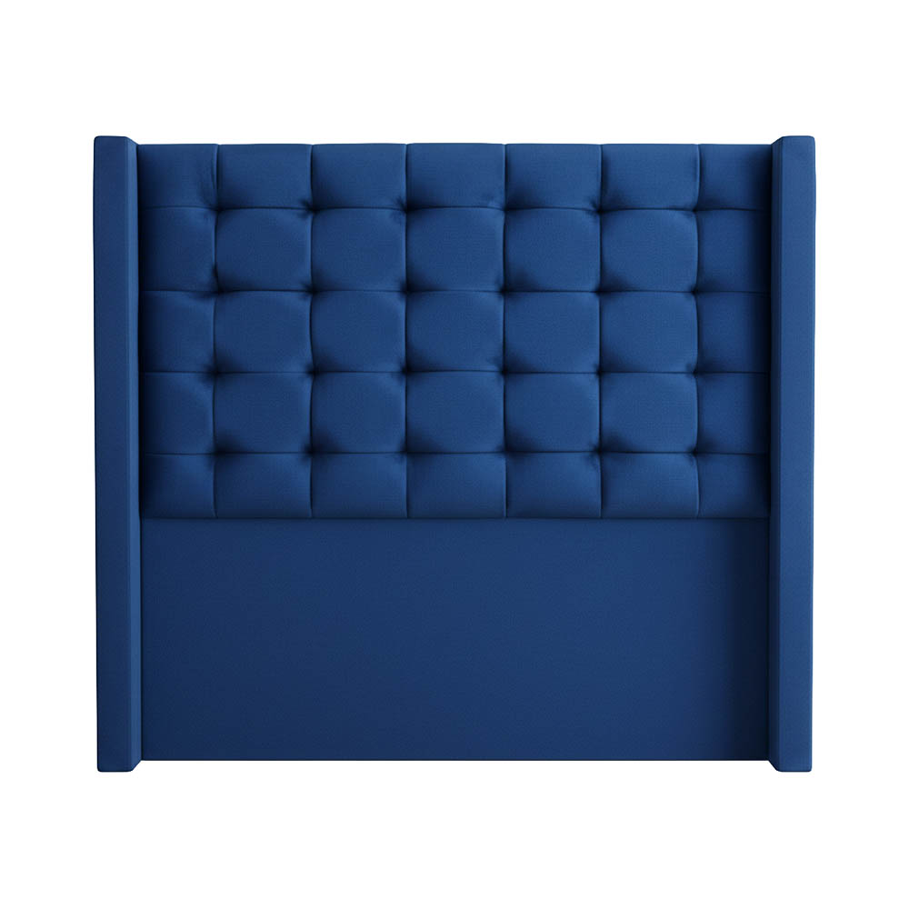Velvet Button Headboard - Blue (King)