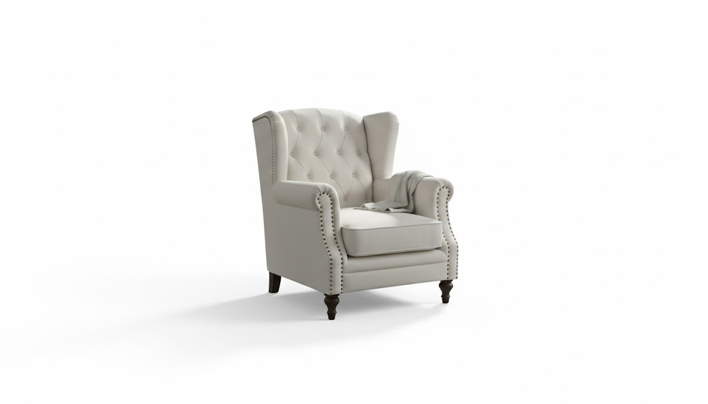 Fabric and Velvet Couch (Wingback)