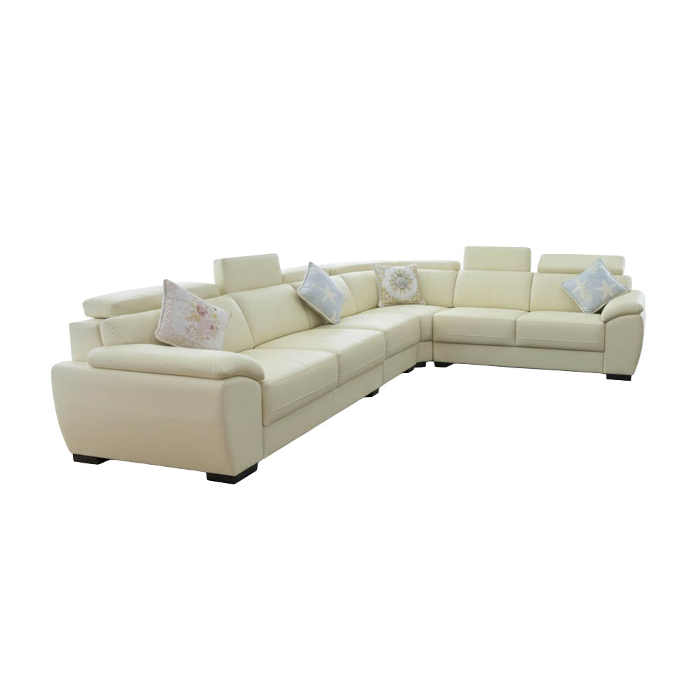 100% Full Leather Couch (Cream L-shape)