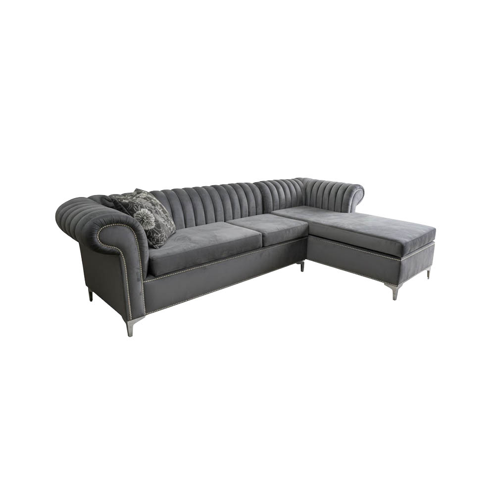 Chesterfield Velvet L-Shape Couch