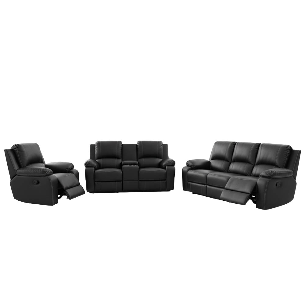 Jack Recliner 3-Piece Couch (Black)